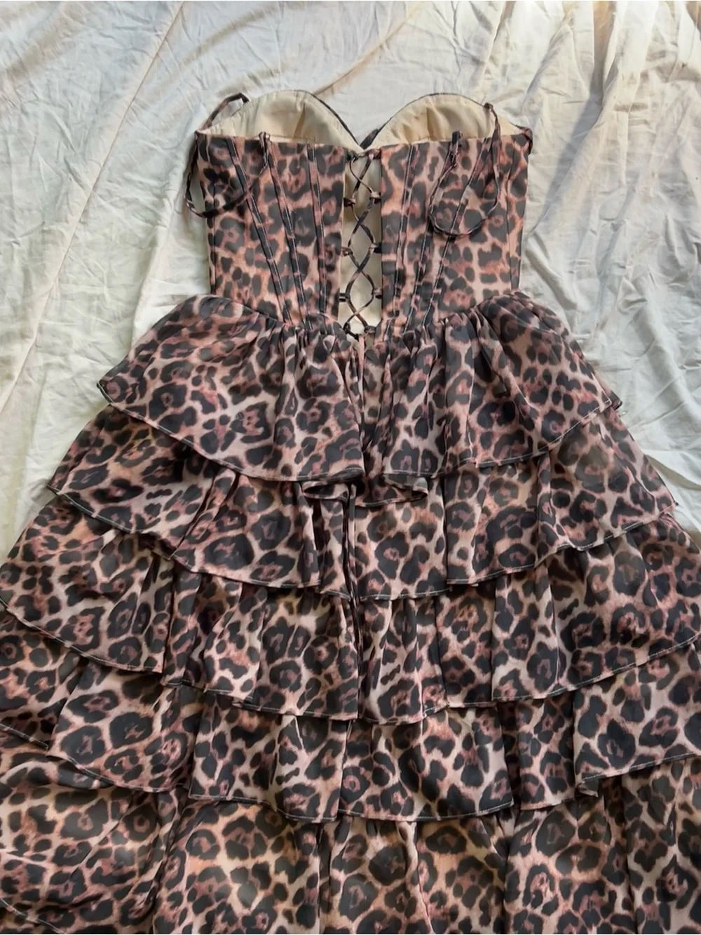 Leopard Print Ruffled Maxi Dress for Girls - Brown